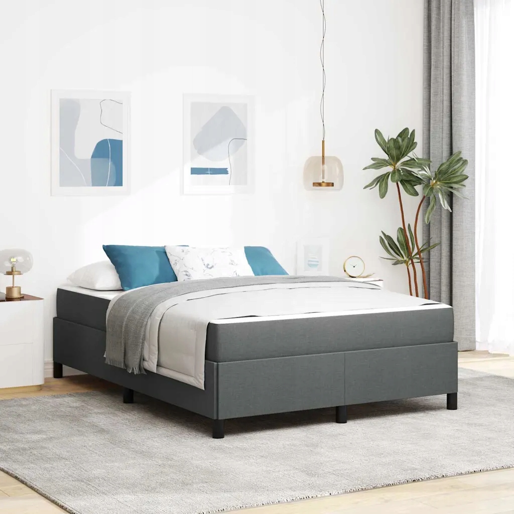 vidaXL Postel s boxspringem Tmavě šedá 140 x 200 cm textil
