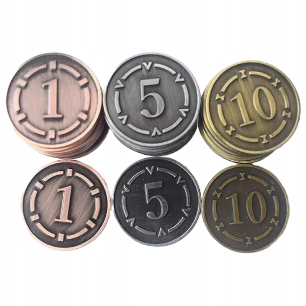 ZESTAW 12 UNIWERSALNYCH METALOWYCH MONET LARP RPG