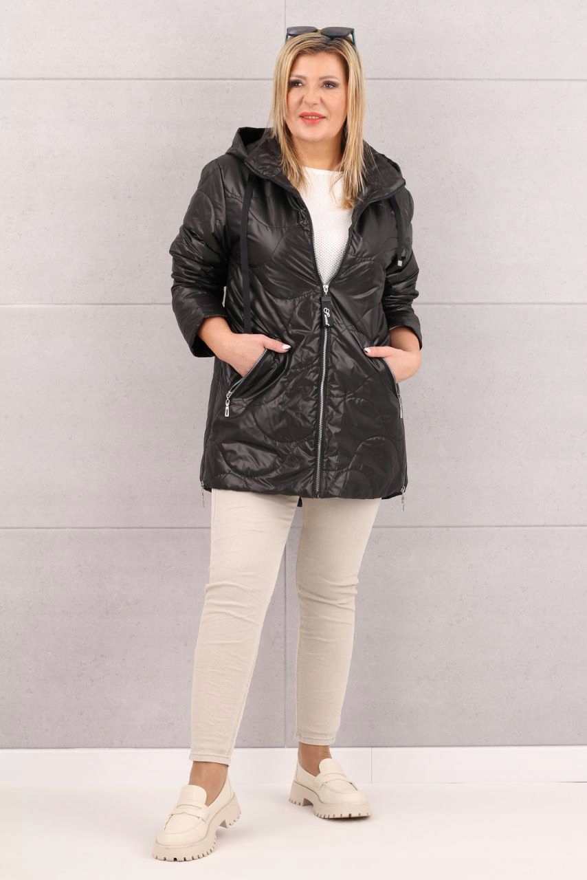 PIKOWANA KURTKA DAMSKA LEKKA PRZEJŚCIOWA Z KAPTUREM DUŻE ROZMIARY Marka FEMIMODA