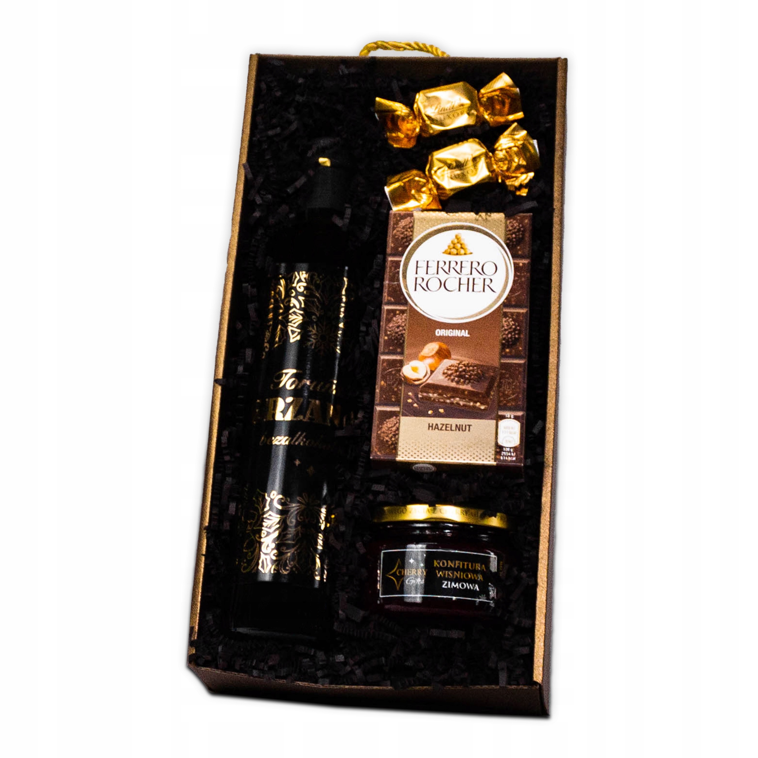 Levně Dárková Krabička s uchem Košík Vánoční svařené víno Lindt Lindor čokoláda