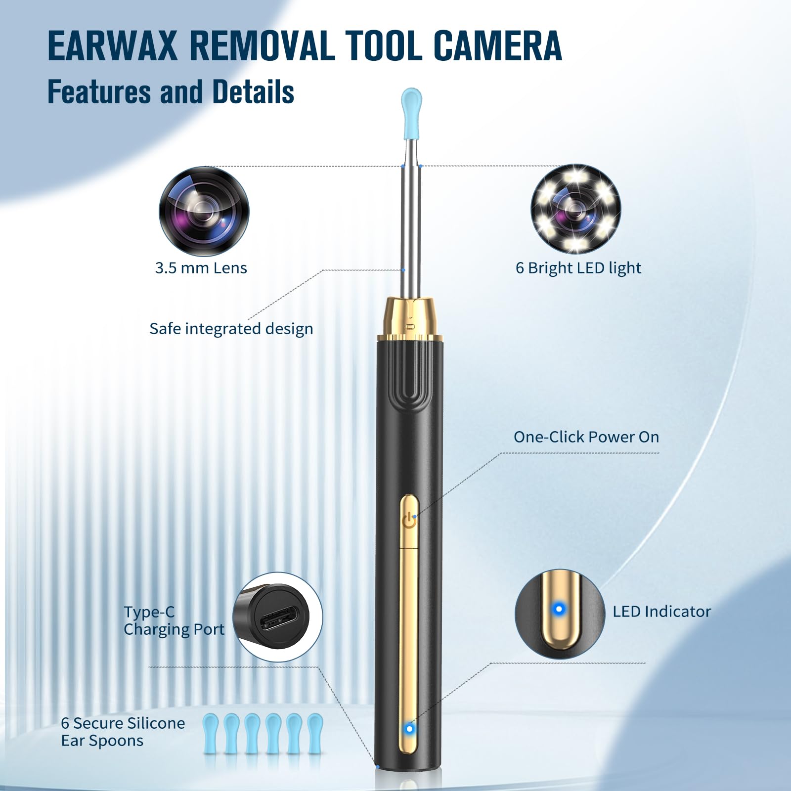 KEKOY P8 Usuwacz Woskowiny Kamera HD 1920P IP67 Wifi iOS Android — miniatura 3