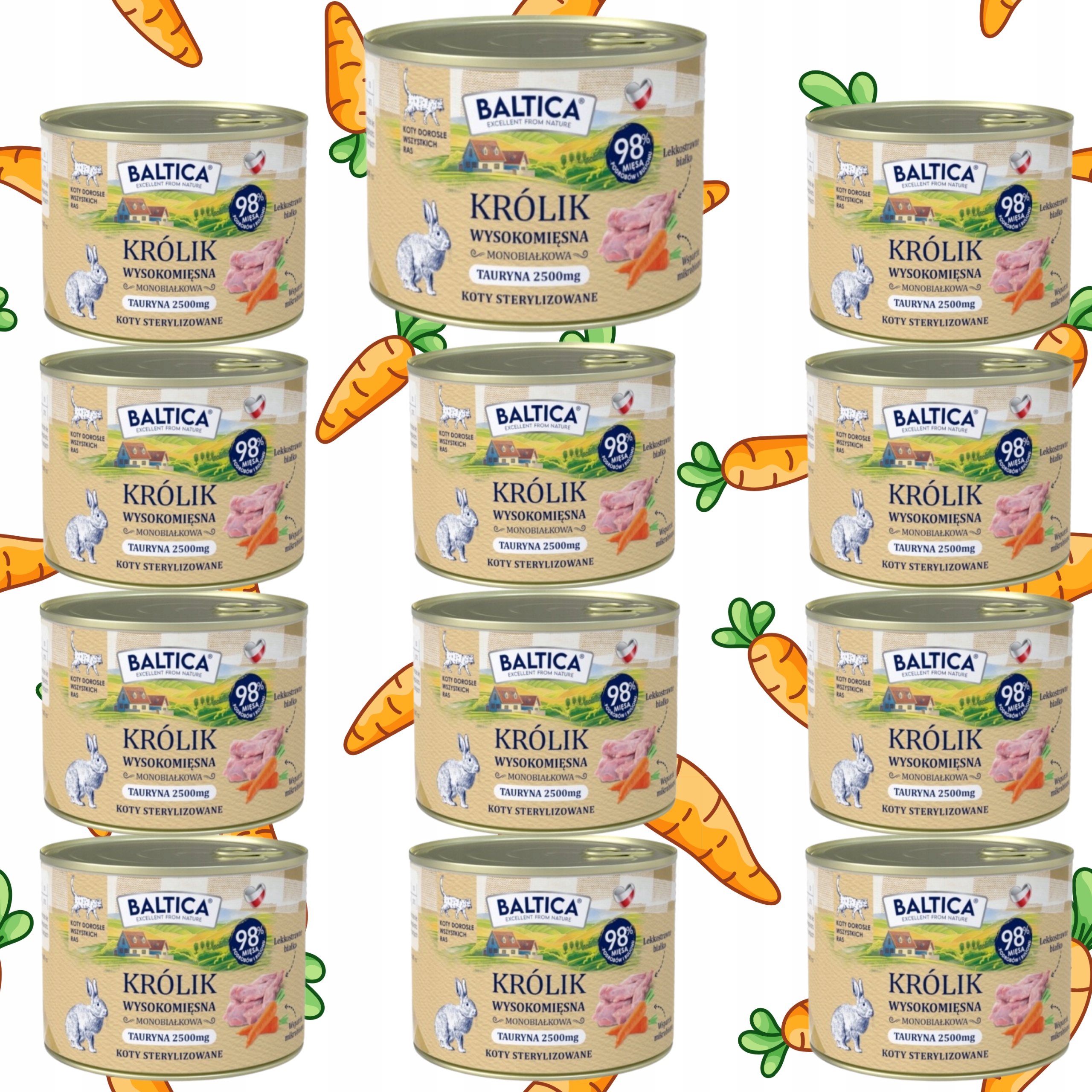 Baltica mokra karma dla kota monobiałkowa Królik 12x185g
