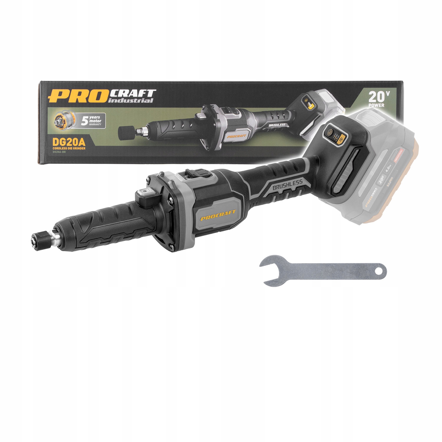 Aku přímá bruska Procraft Industrial DG20A-BB (bez baterie), 27000 ot/min