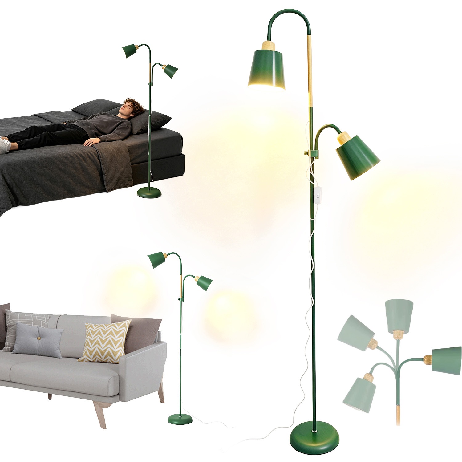 Stojací Lampa Noční Lampa 159 CM 60 W Moderní Pohyblivá Dvojitá Lampa Do Kanceláře