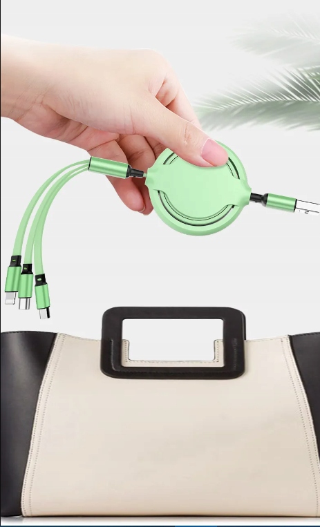 Kabel usb do ładowania smartfonów zwijany USB micro/Lightning/USB-C Zgodność ze standardem Quick Charge 2.0 Quick Charge 3.0