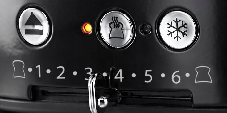 RUSSELL HOBBS Toster Retro Czarny Stalowy 2 Kromki 1300W 6 Stopni Opiekania — miniatura 10