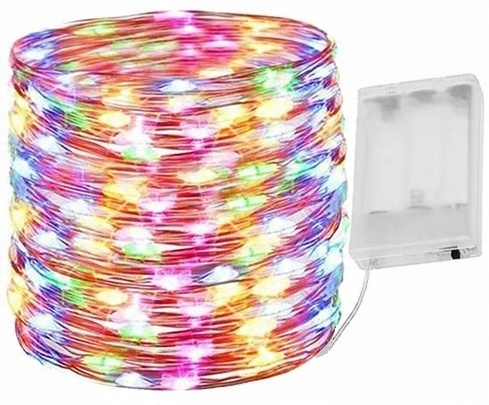 

Lampki Druciki Kolorowe 100 Led Na Baterie 10m