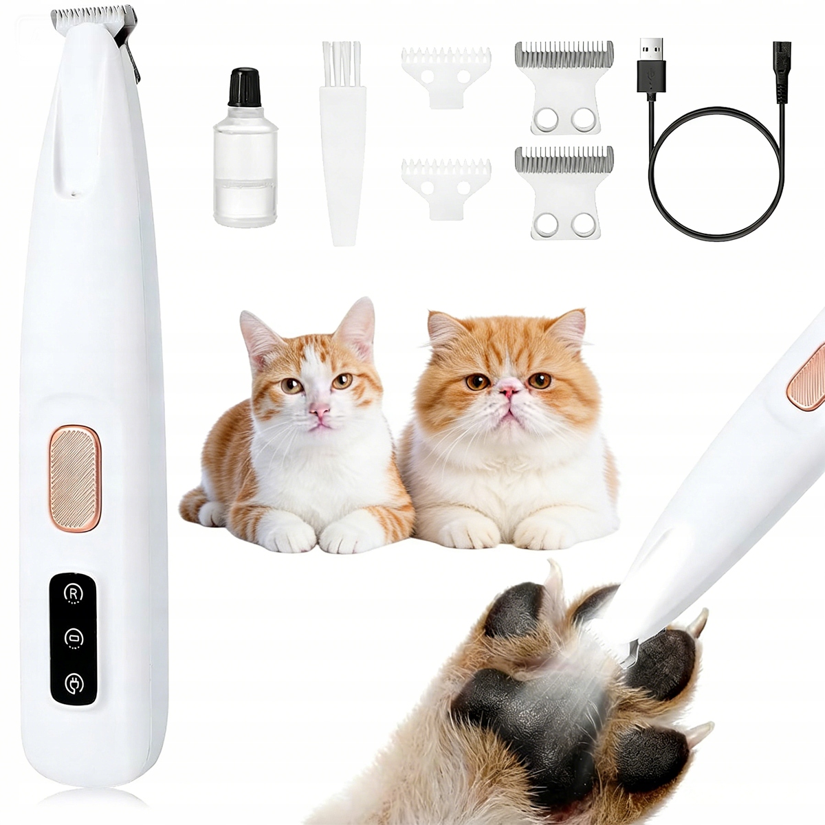 Levně Zastřihovač Na Tlapky Psa A Kočky Strojek Na Srst Tichý Provoz S Led Voděodolný