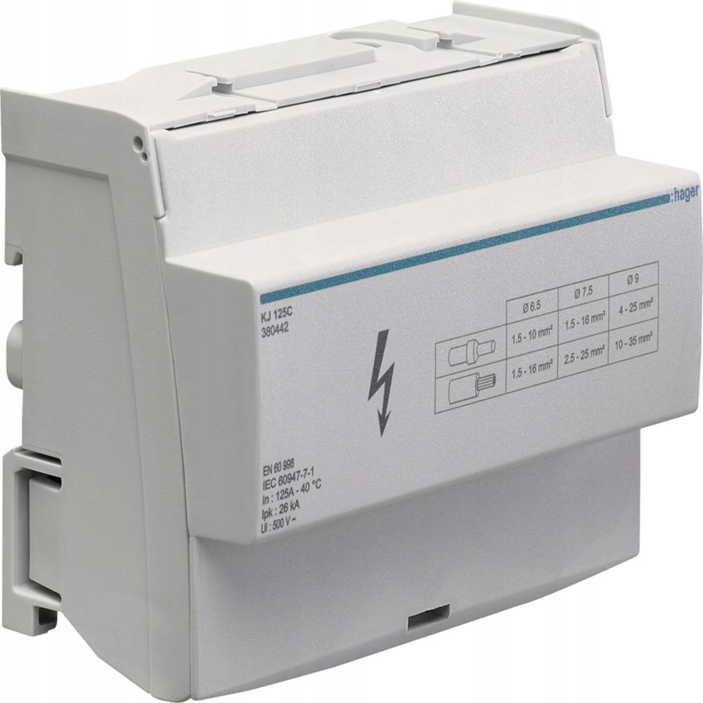 Blok rozdzielczy 4-polowy 125A szary KJ125C Hager