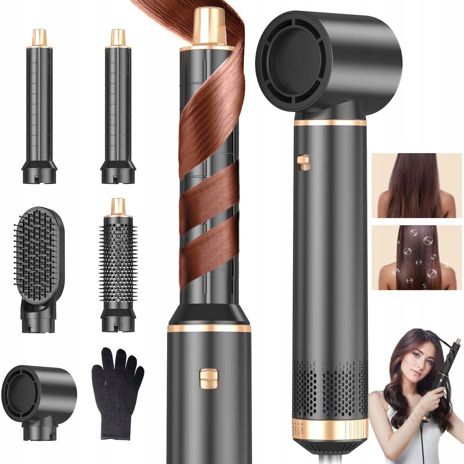 Sada Nástrojů Pro Úpravu Vlasů 5V1, Narovnávání, Natáčení Kadeří 1000 W