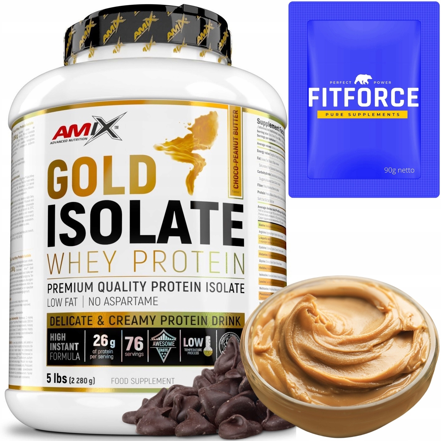 Proteinový izolát Whey Amix Arašídový Krém Čokoláda Protein