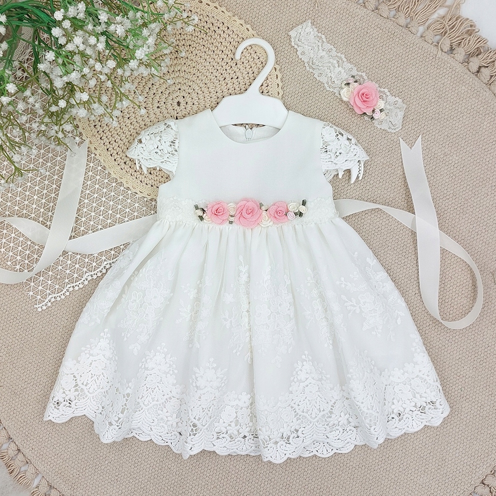 sukienka do chrztu z opaską i pasem Alice roz 62 Rozmiar 62