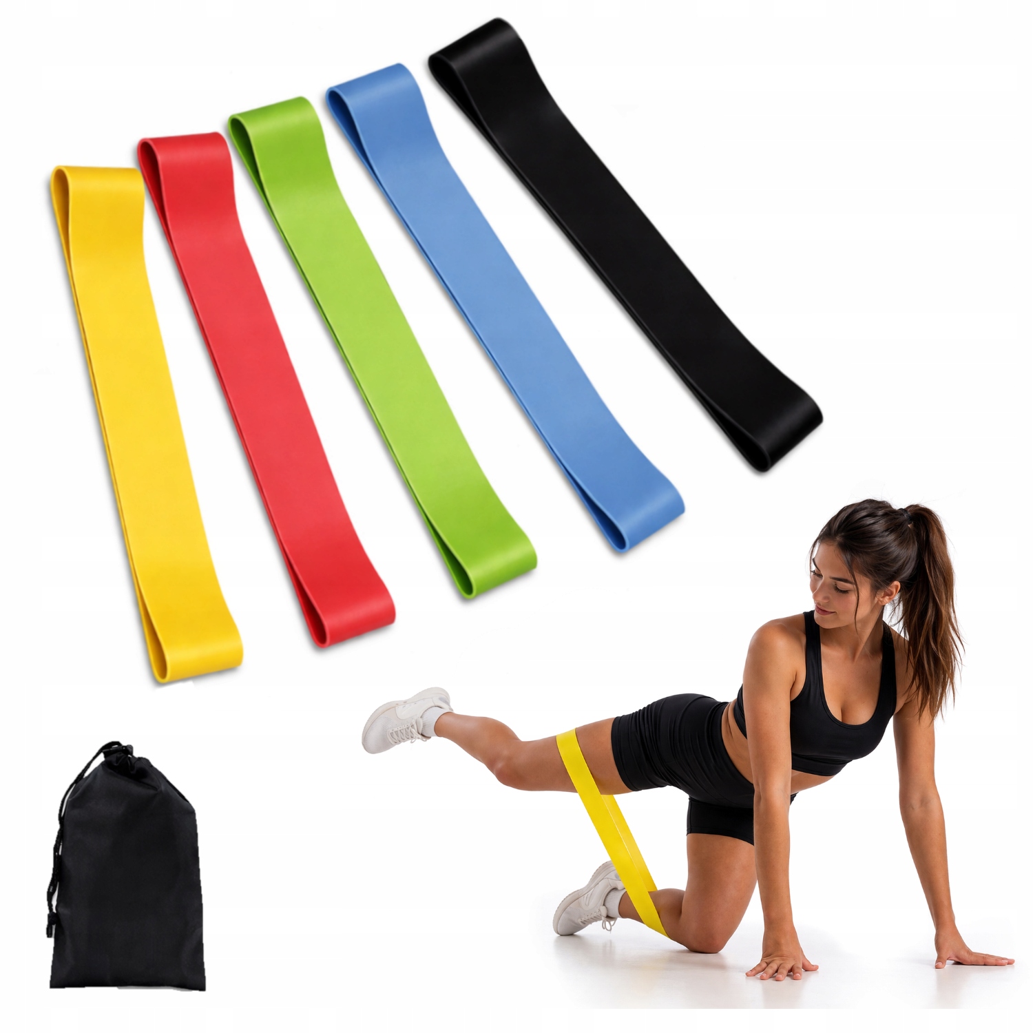 Zestaw 5 szt. Gumy Oporowe Do Ćwiczeń Treningowe Mini Band Fitness Workout