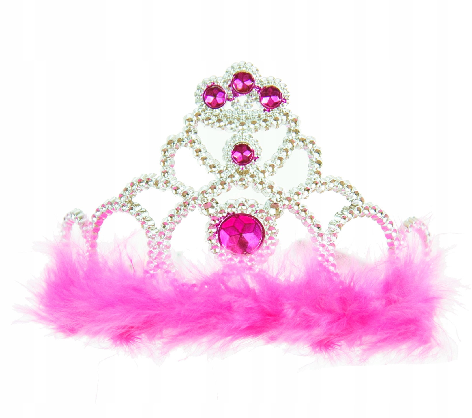 

Diadem tiara Korona różowa srebrna piórka dziecko