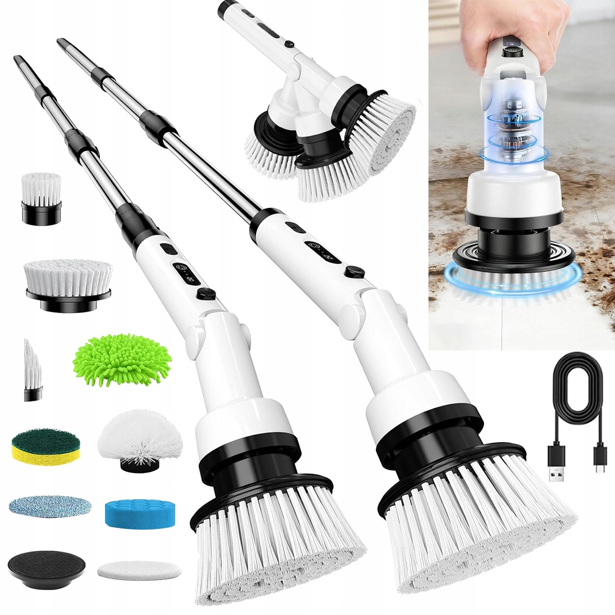 Elektrický Rotační Kartáč Bezdrátový Mop na čištění 9v1