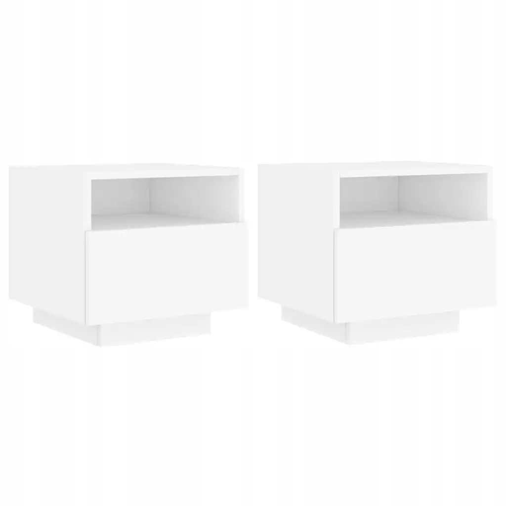 Noční stolek z dřevěného materiálu, bílý, 40x39x37 cm