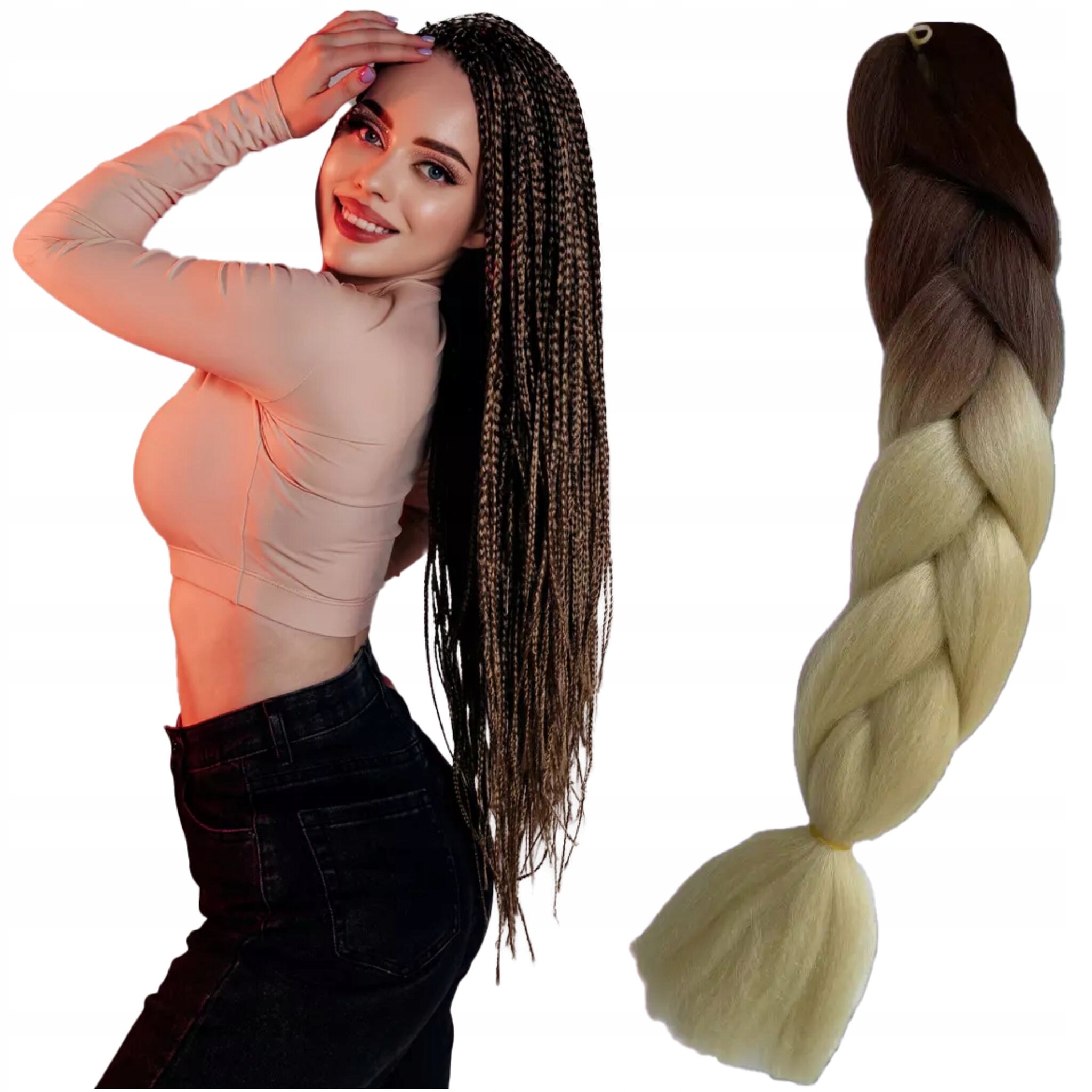 WŁOSY SYNTETYCZNE DO WARKOCZYKÓW OMBRE KOLOROWE WARKOCZYKI PASMA 130CM