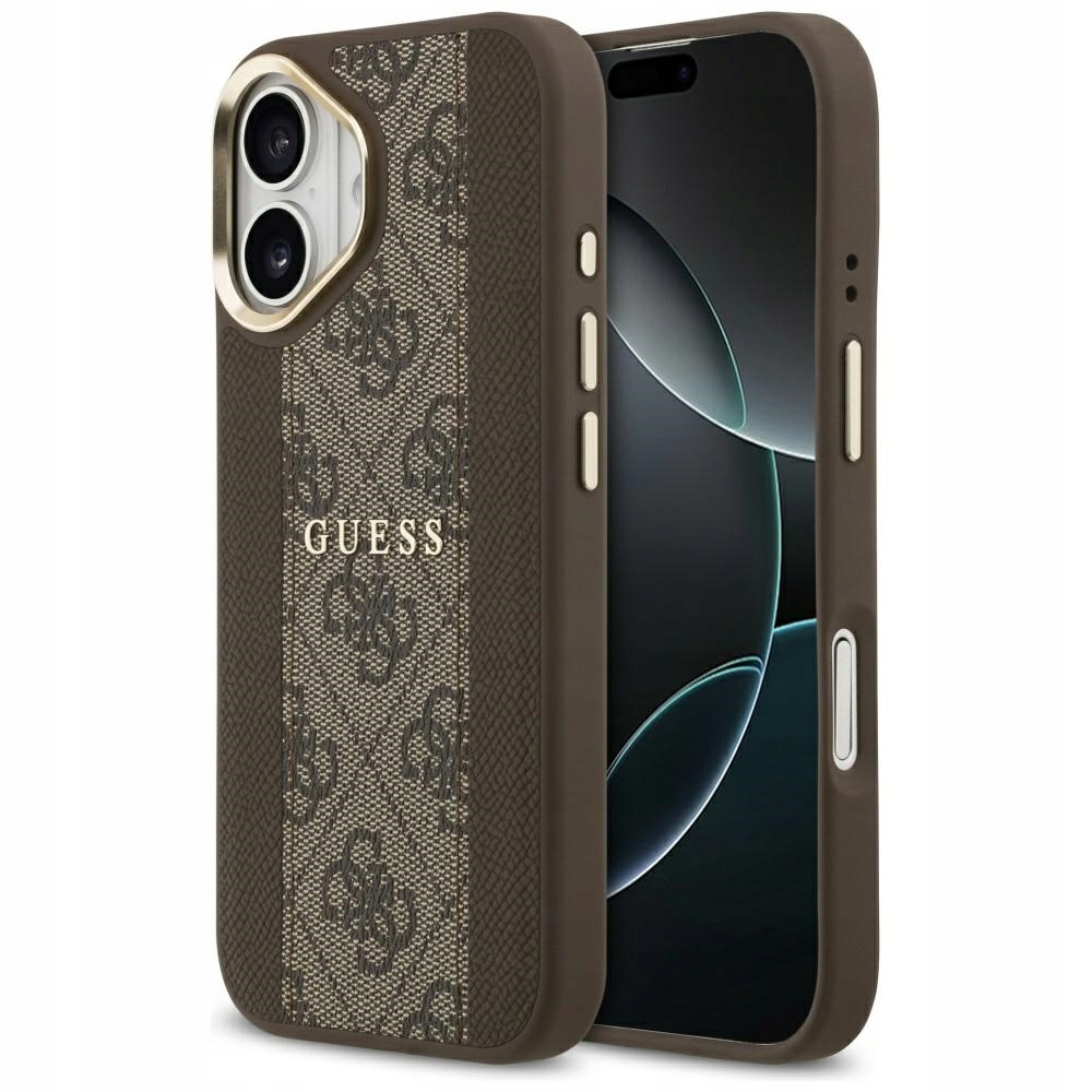 Pouzdro Guess 4G Stripe MagSafe pro iPhone 17, hnědé