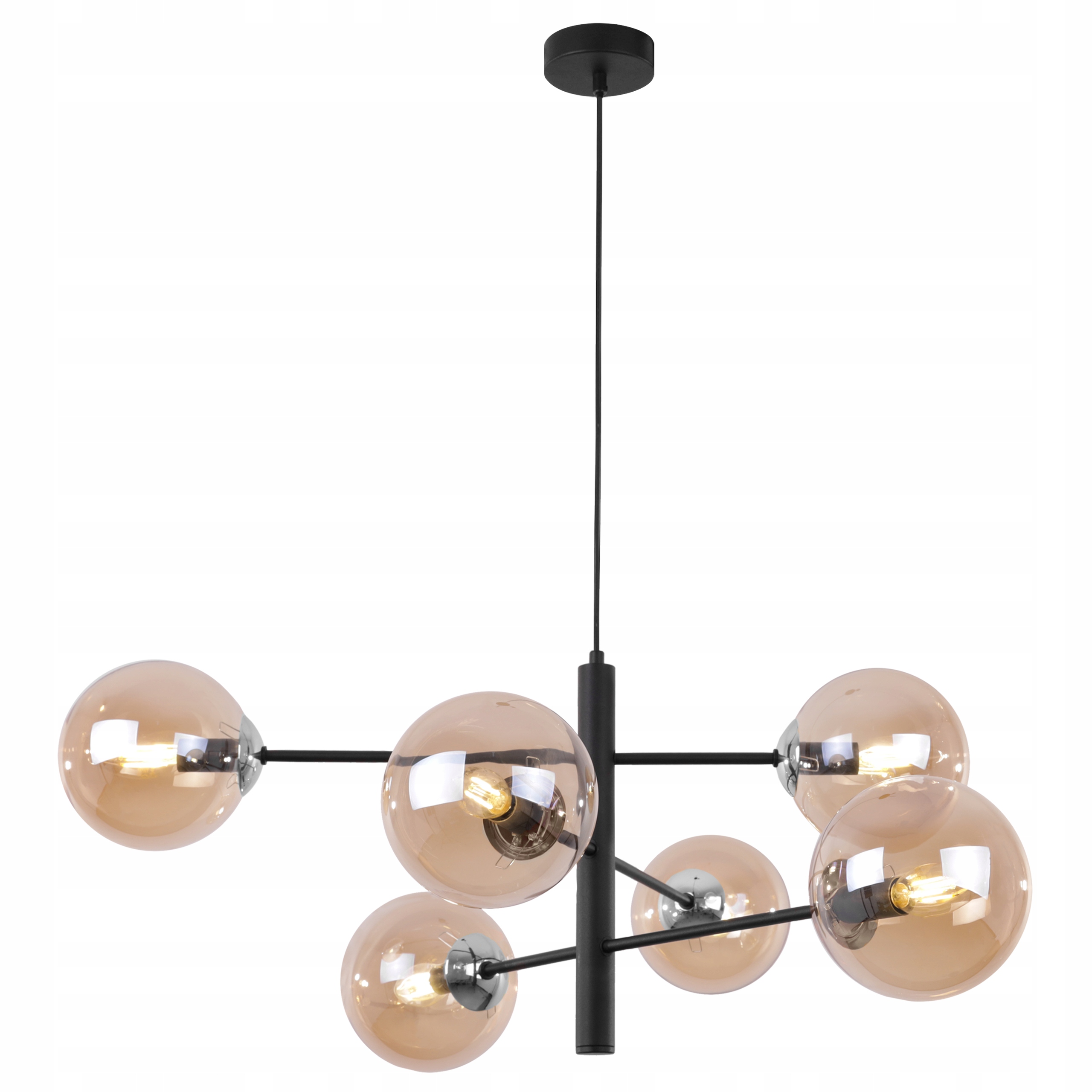 Závěsné Stropní Svítidlo Černá Lustrová Koule Glamour Loft Do Obývacího Pokoje