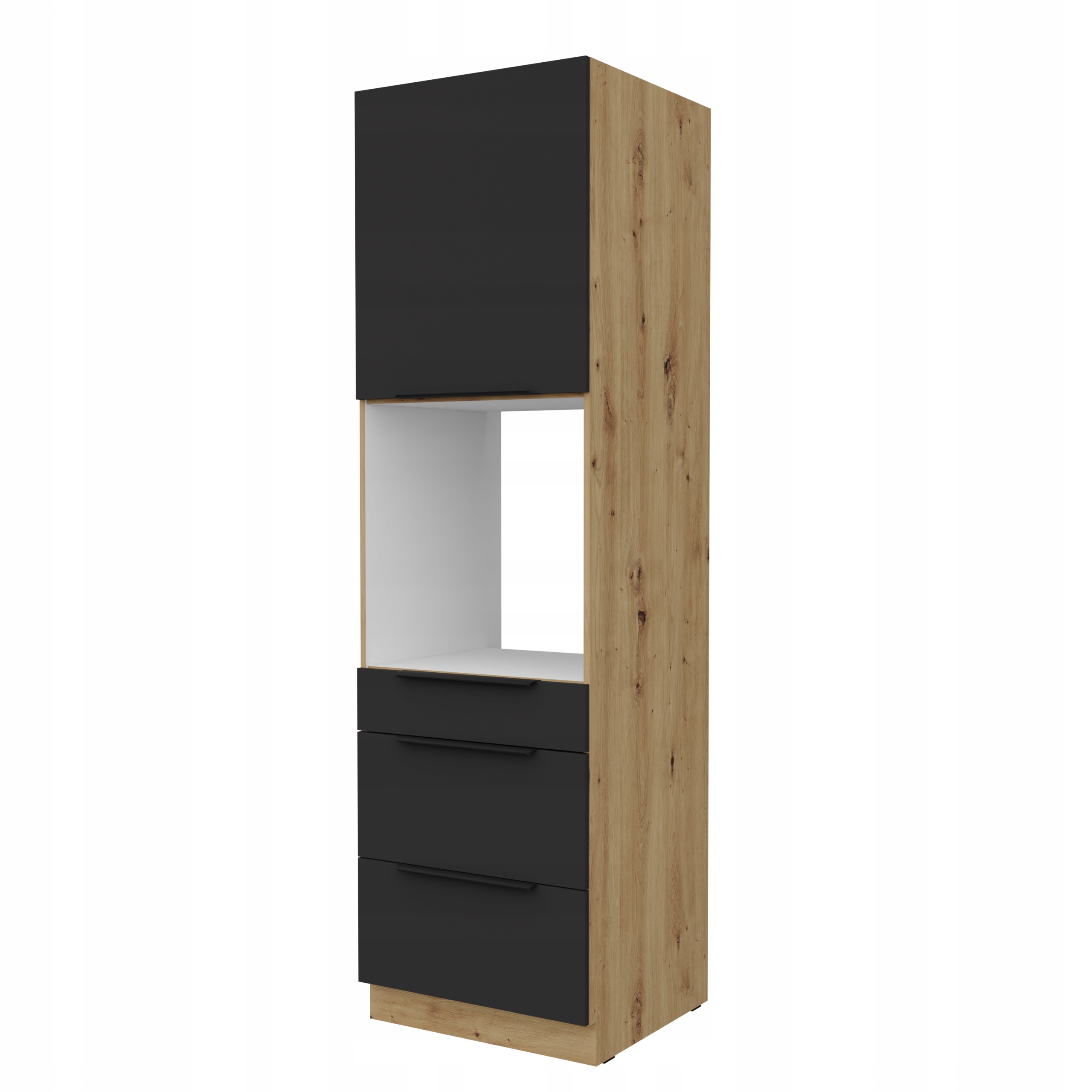 Stojící kuchyňská skříňka pro vestavnou troubu 60 cm se zásuvkami, černá