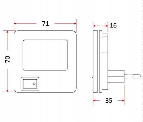 Lampka nocna mini kwadrat LED biała LN-03-LED do g Marka Rum-Lux