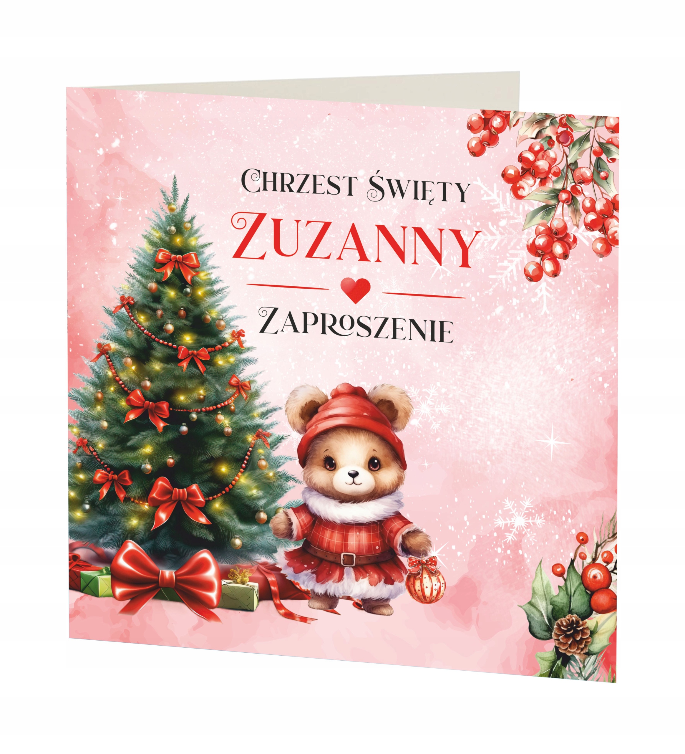ZAPROSZENIE NA CHRZEST + KOPERTA + IMIĘ DZIECKA WERSJA ZIMOWA / ŚWIĄTECZNA Marka inna
