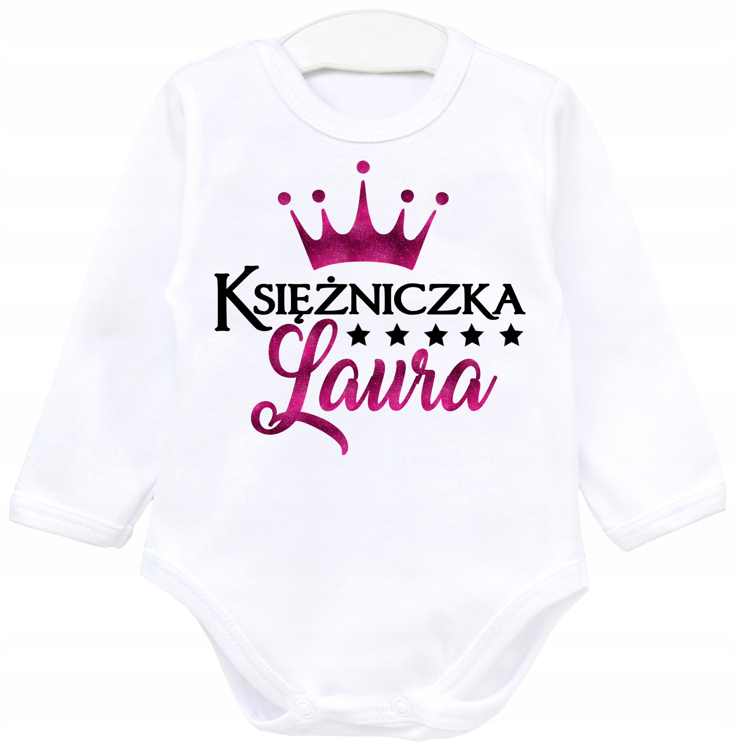 

Body dł rękaw z imieniem dziecka Księżniczka r. 80
