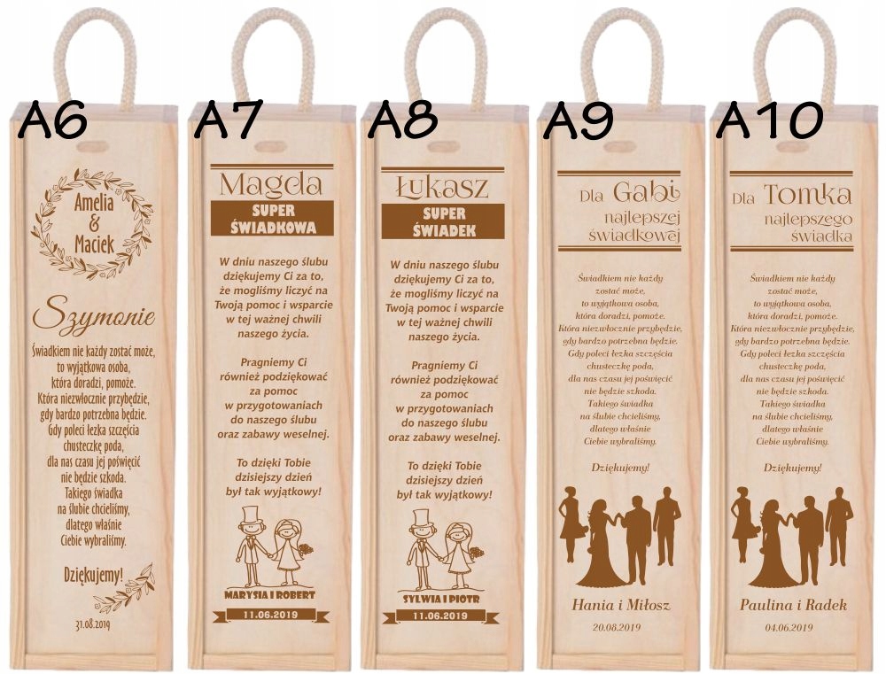 PODZIĘKOWANIA DLA RODZICÓW ŚWIADKÓW CHRZESTNYCH ŚLUB SKRZYNKA NA WINO Kolor dominujący ecru