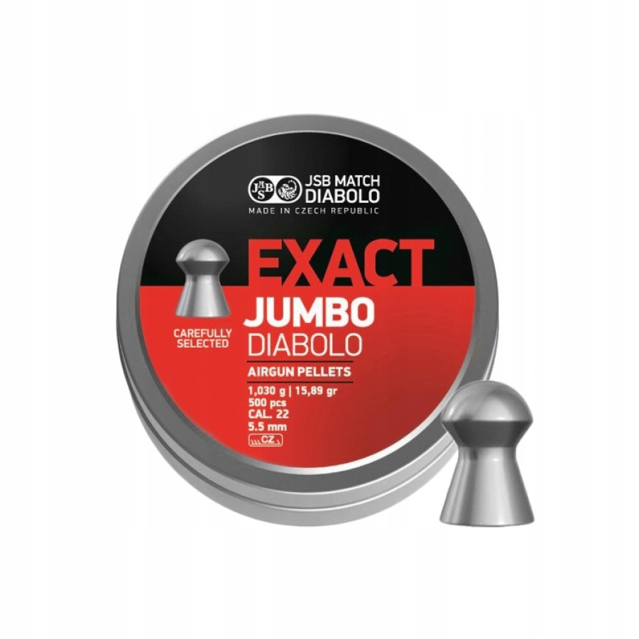 Śrut 5,50 mm Jsb Exact Jumbo Diabolo 500 szt zaokrąglony Round gładki celny