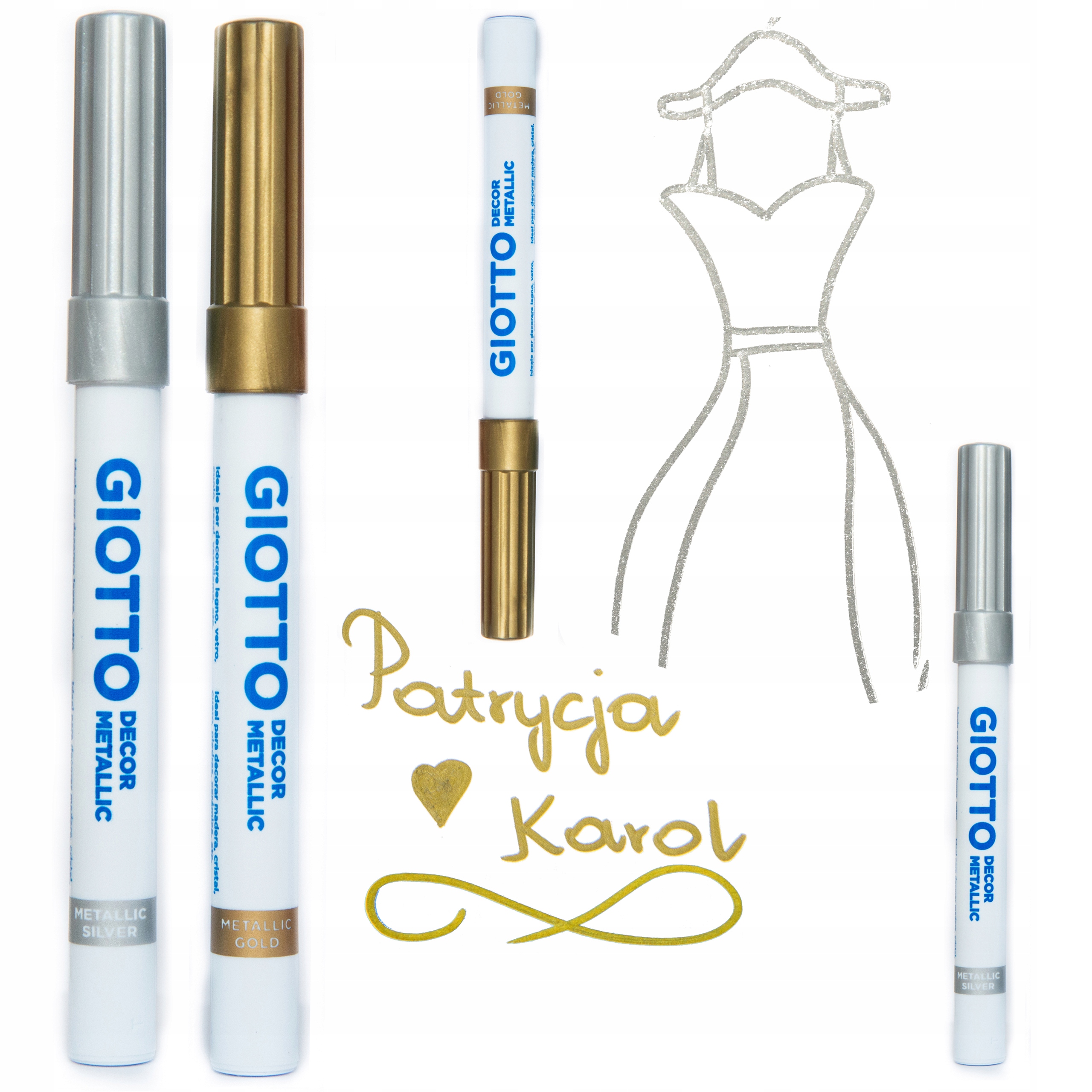 

2 Pisaki Markery do Księga Gości Złoty Srebrny