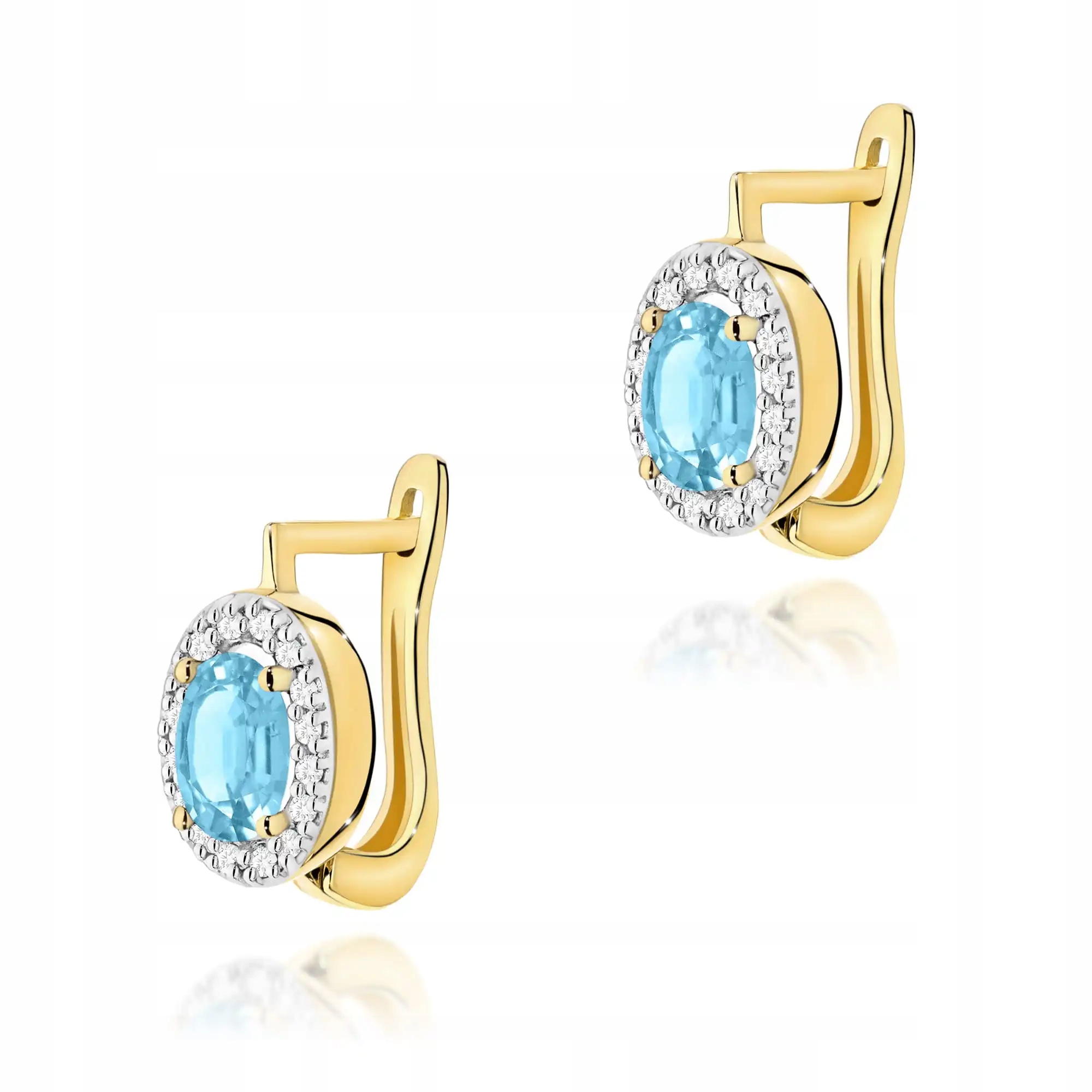 Zlaté náušnice 585 s topazem Swiss, značkové, efektní od klenotníka, 14 karátů