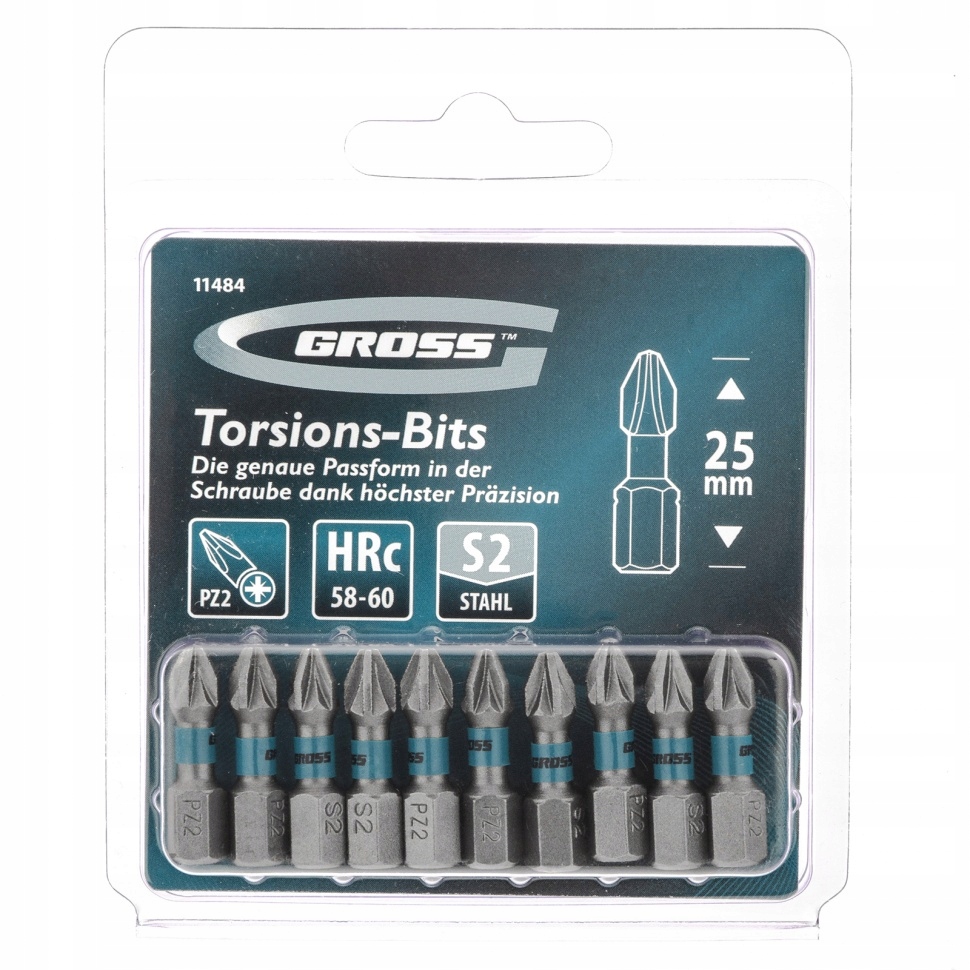 

Zestaw bitów udarowych bity PZ2 x 25mm 10szt Gross