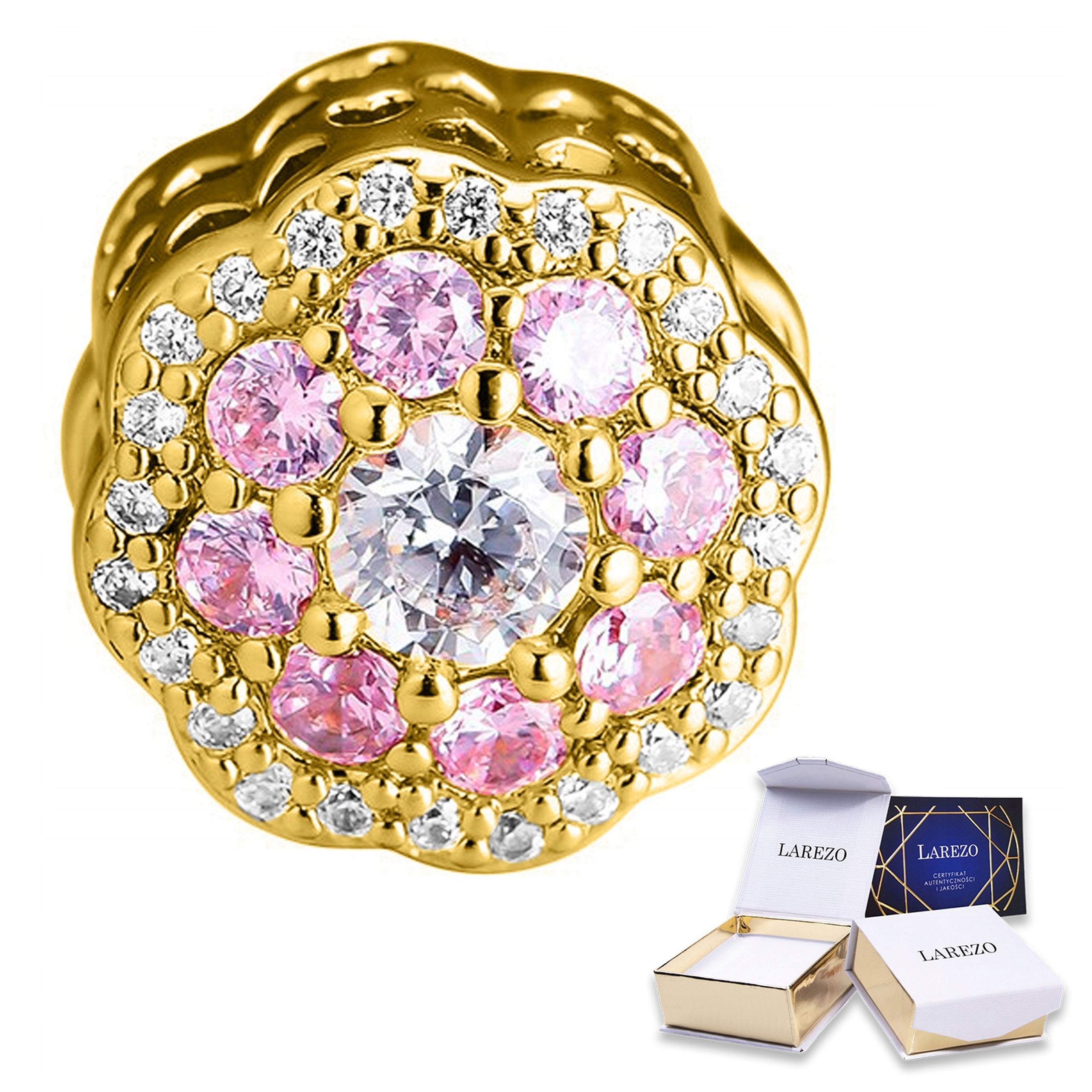 Zlatý Charms Květina Rostlina Louka Zirkon Květinka Stříbro 925