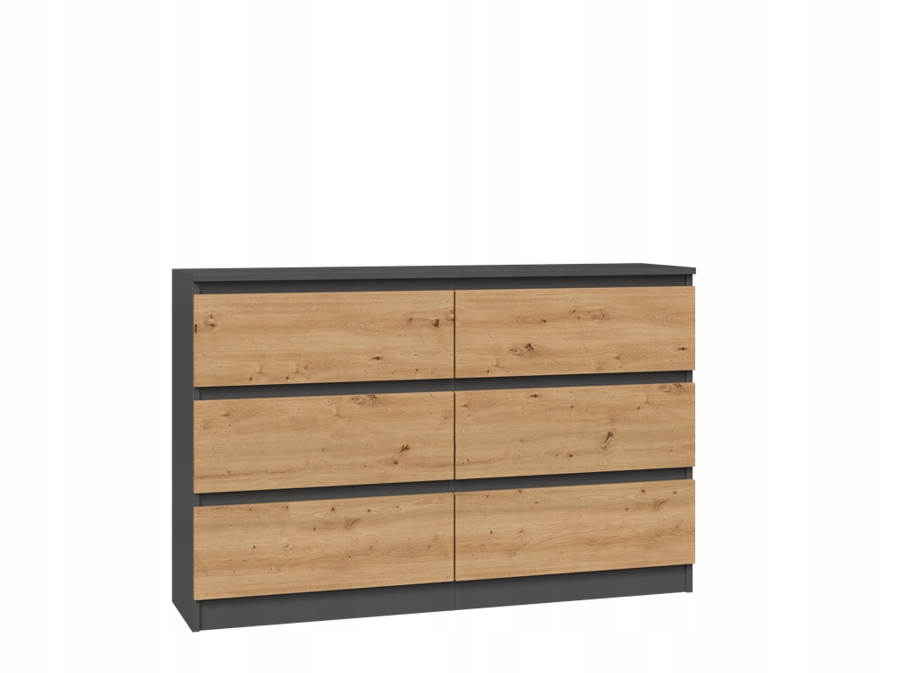 Komoda Malwa M6 120 Antracit Dub Artisan Do Obývacího Pokoje 6 Zásuvek 120 CM