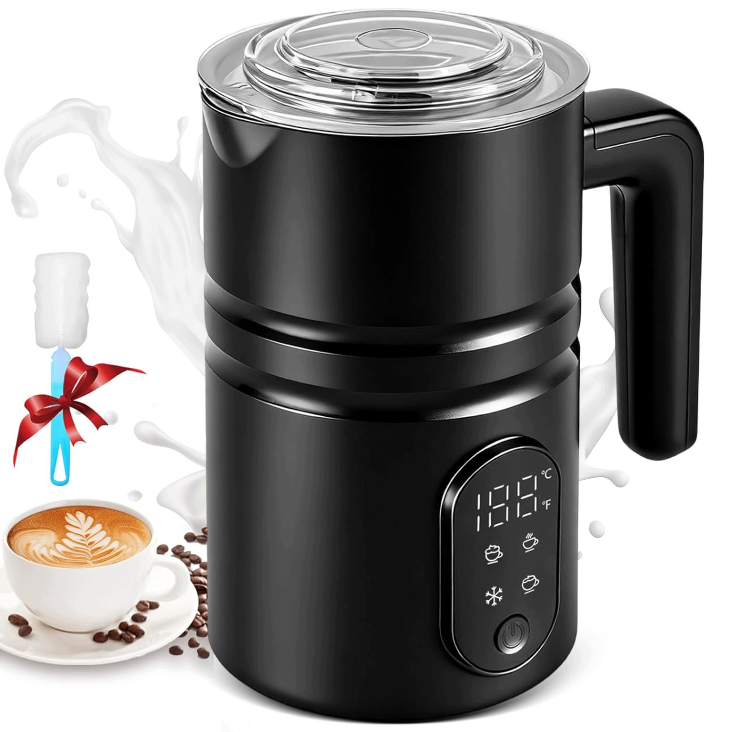 Elektrický Napěňovač Mléka Na Kávu 400V 4V1 Velký 350 ML Pro Cappuccino Latte