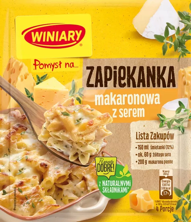 22 Sztuki Winiary Pomysł Na Zapiekankę Makaron Z Serem 47G