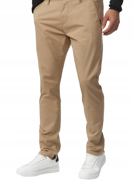 Indicode Pánské Kalhoty Chinos Béžové Rovné S Páskem 34/34 Rłf