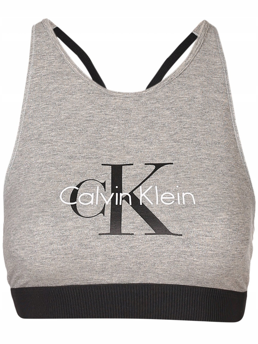 CALVIN KLEIN BROKATOWY TOP Z LOGO M Kolor szary