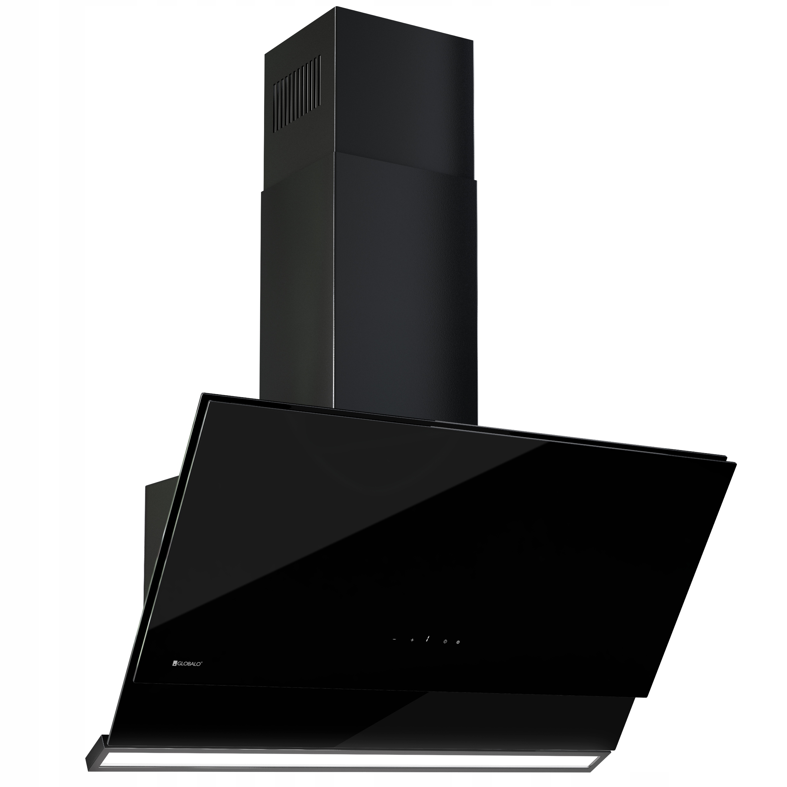Okap kuchenny kominowy do zabudowy skośny 90cm Globalo Zenesor Czarny Szkło