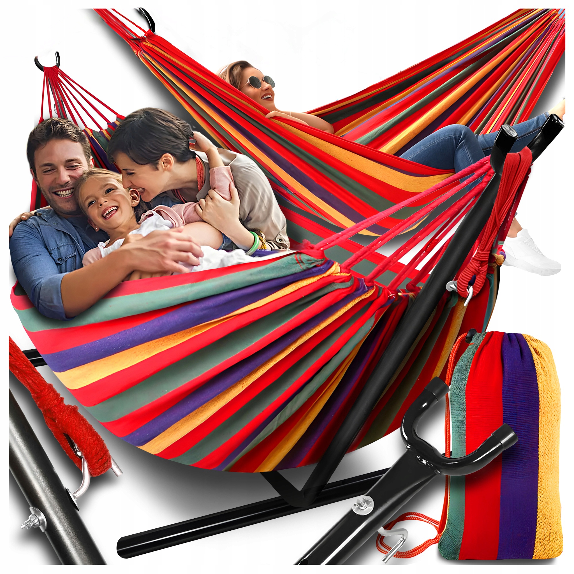 Hamak Ze Stelażem Stelaż do hamaka Stojak Na Hamak Ogrodowy Dwuosobowy XXL