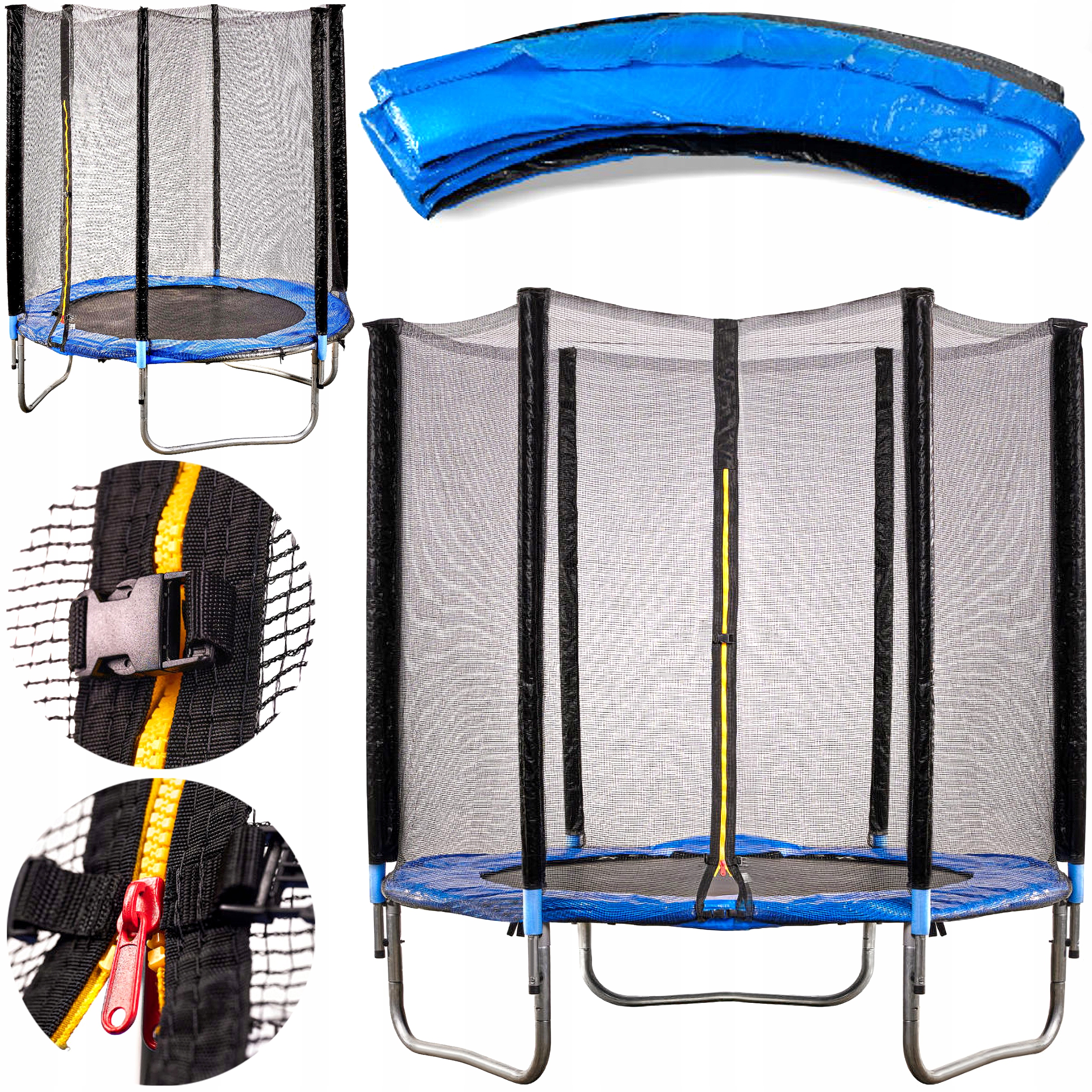 TRAMPOLINA OGRODOWA DLA DZIECI SIATKA OCHRONNA ELASTYCZNA MATA 183CM 150KG