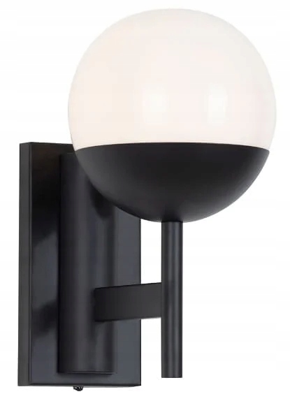 Industriálna nástenná lampa čierna biela sklenená guľa do spálne Maxlight