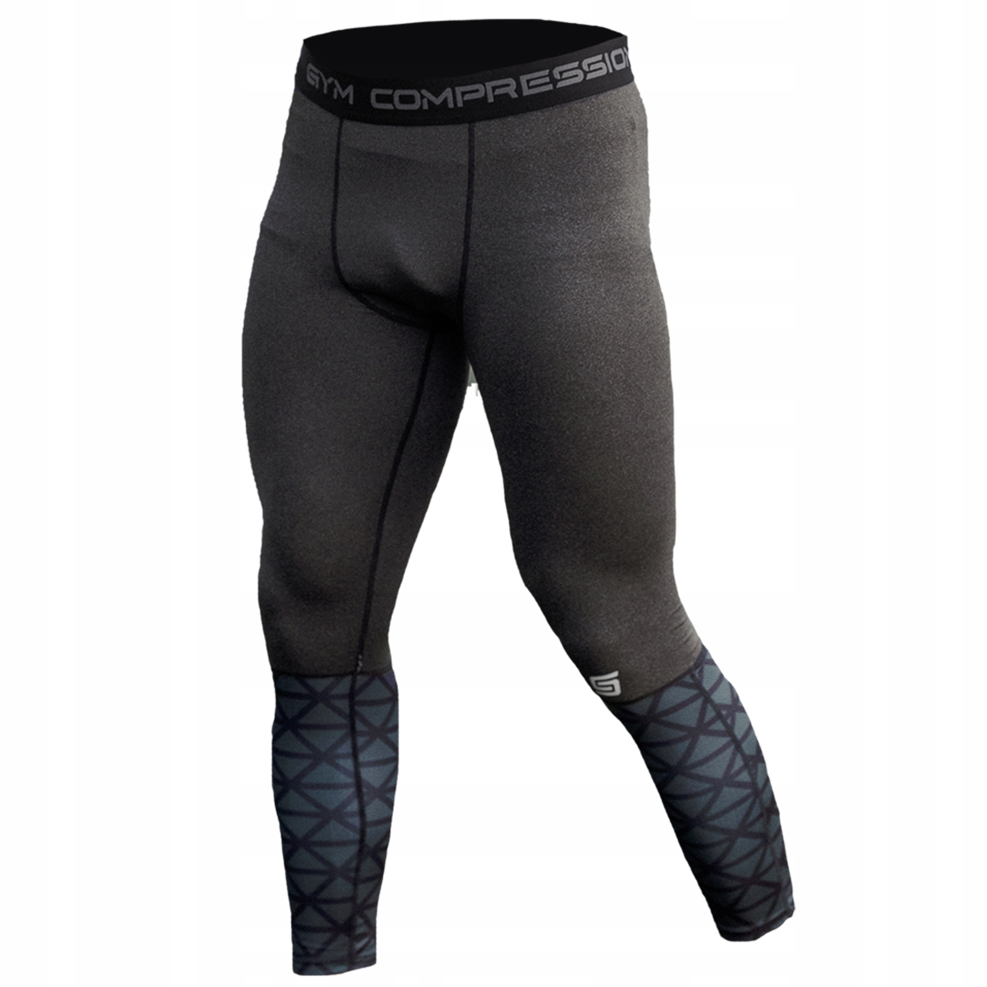 Legginsy męskie grafitowe kompresyjne termoaktywne treningowe fitness gym