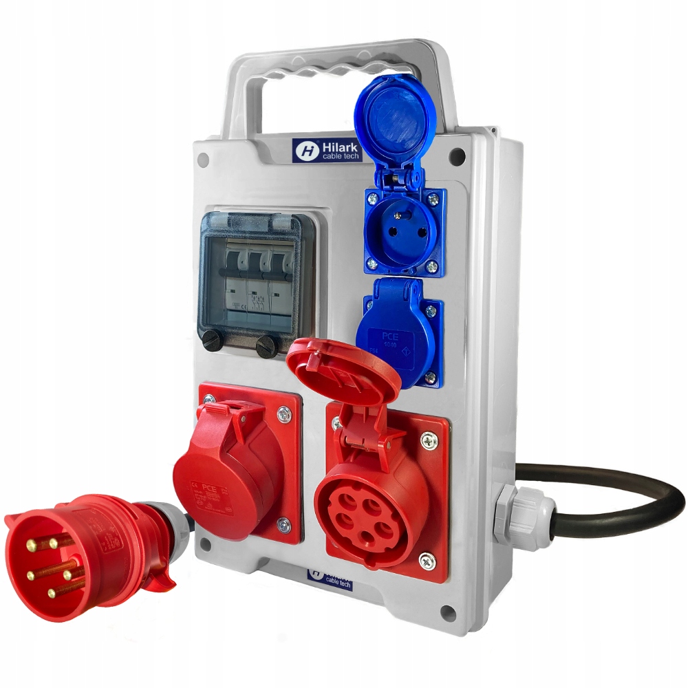 Stavebný silový rozvádzač pripojený 2x230V 2x32A, poistka cca 35 m