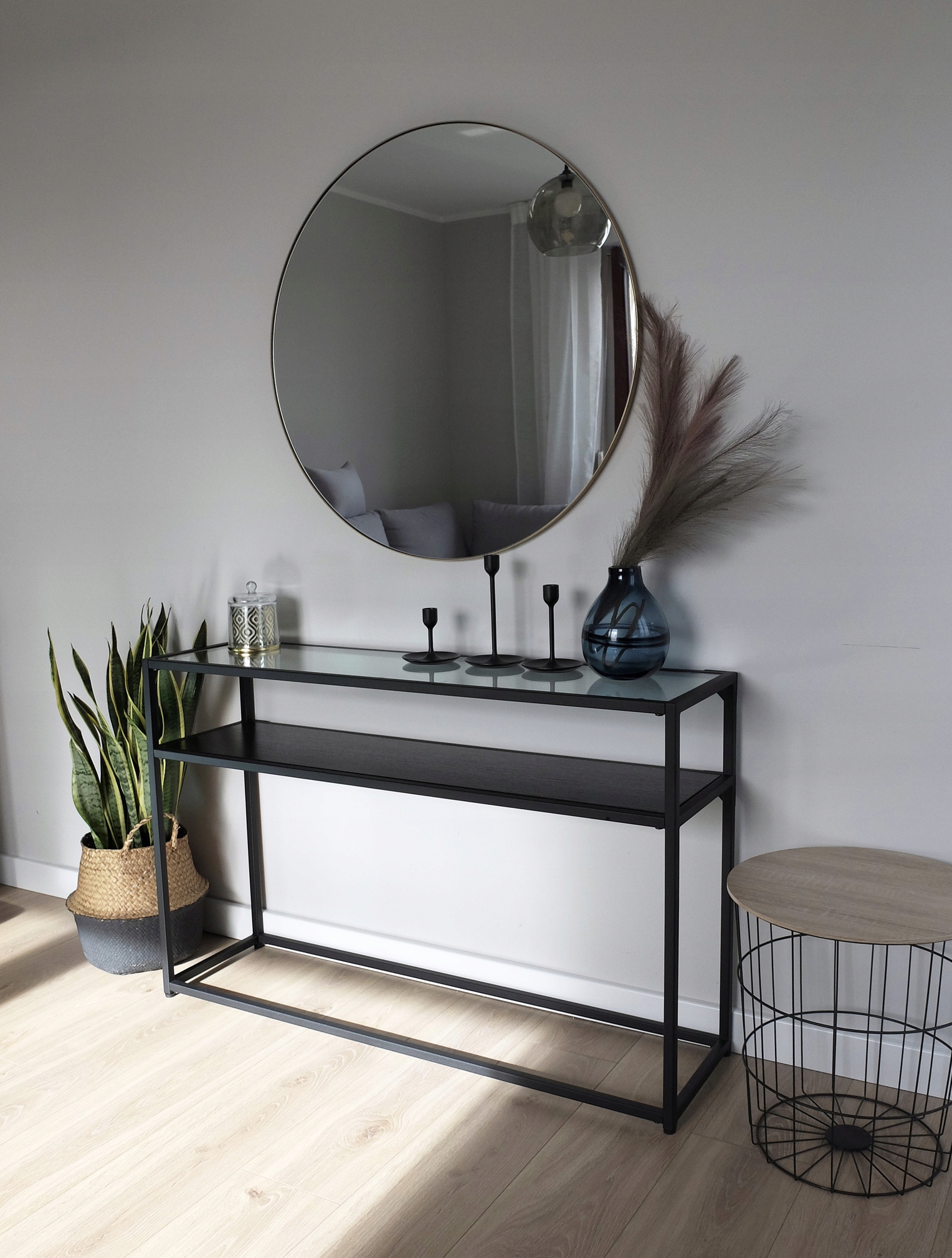 LUSTRO OKRĄGŁE ŚCIENNE LOFT RAMA 80 CM ZŁOTE Szerokość 800 mm