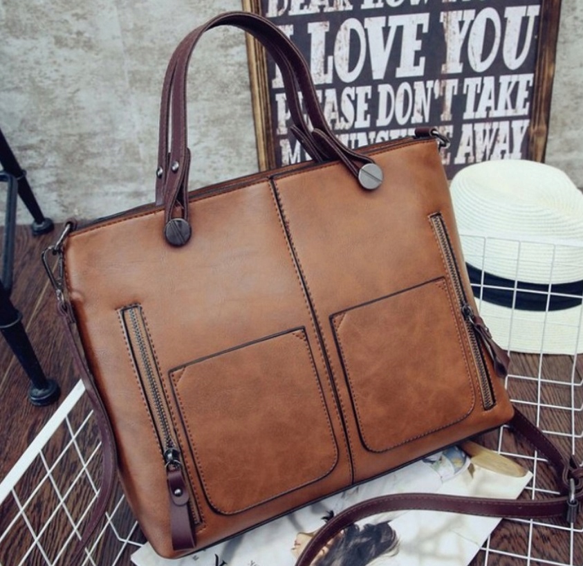 

Damska Torebka Aktówka Shopper Bag Brązowa