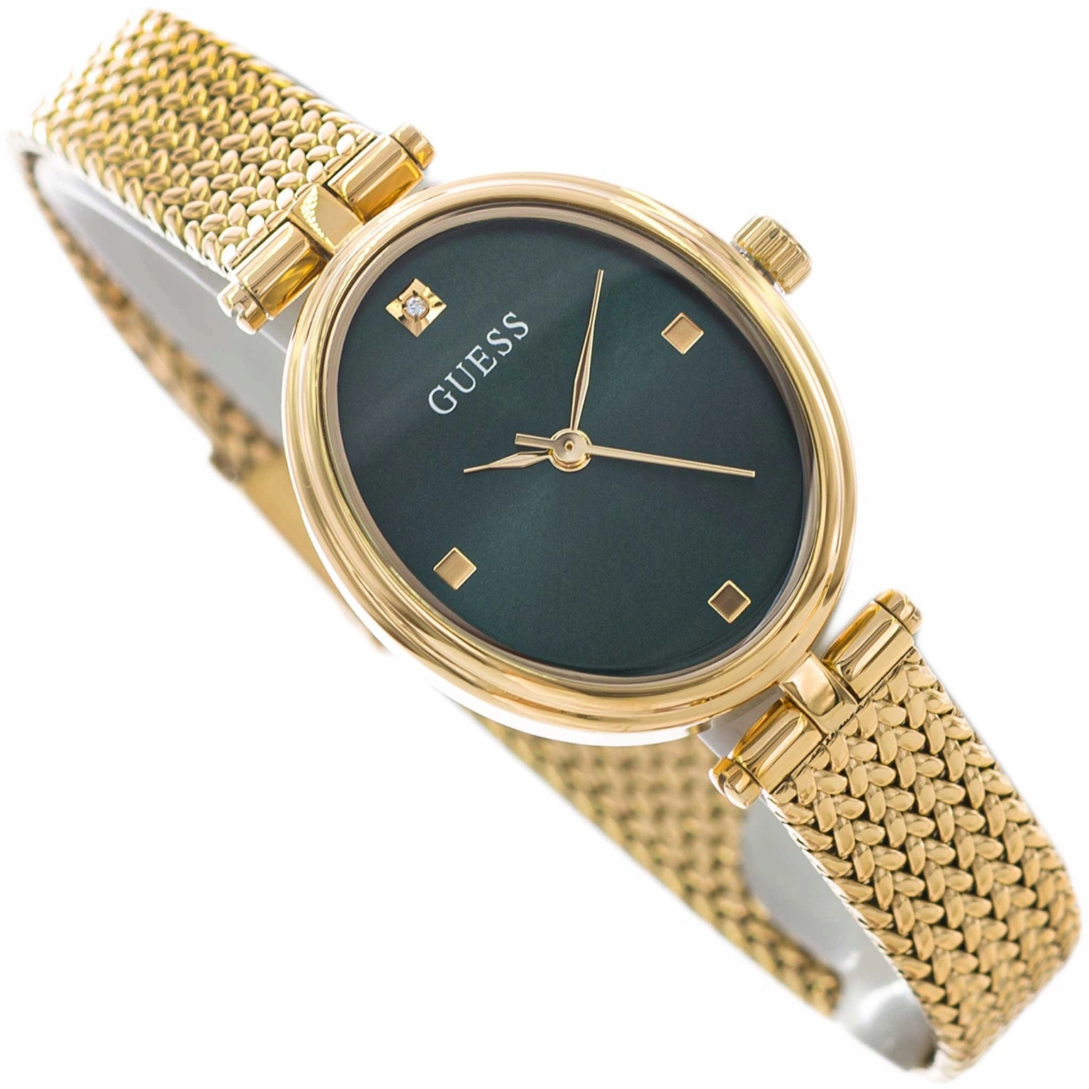 Dámské Hodinky Guess GW0935L2 Rubínově Zlaté Na Mesh Náramku