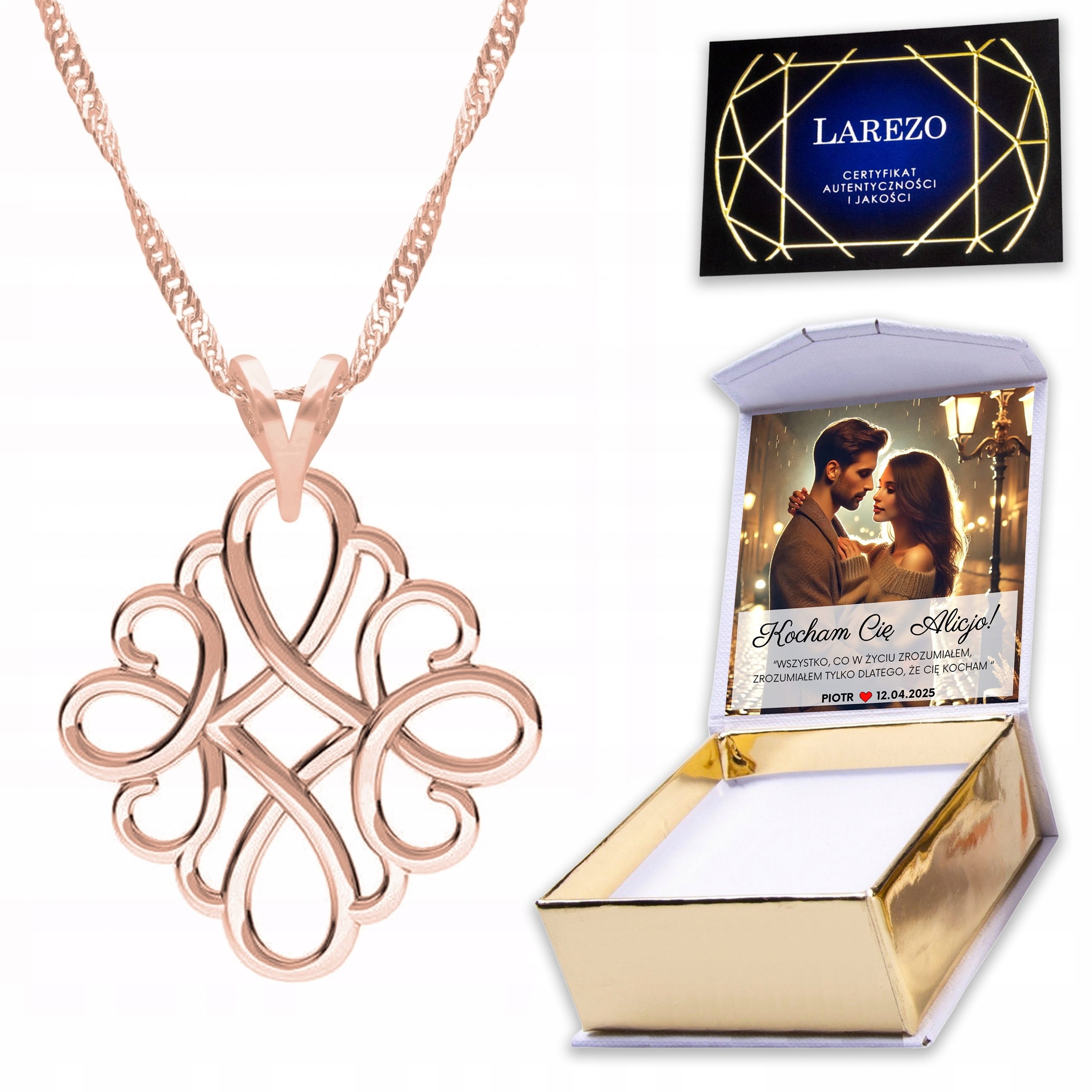 Pozlacený náhrdelník 925 s ažurovým spojovacím prvkem Přívěsek Ažurový Potisk