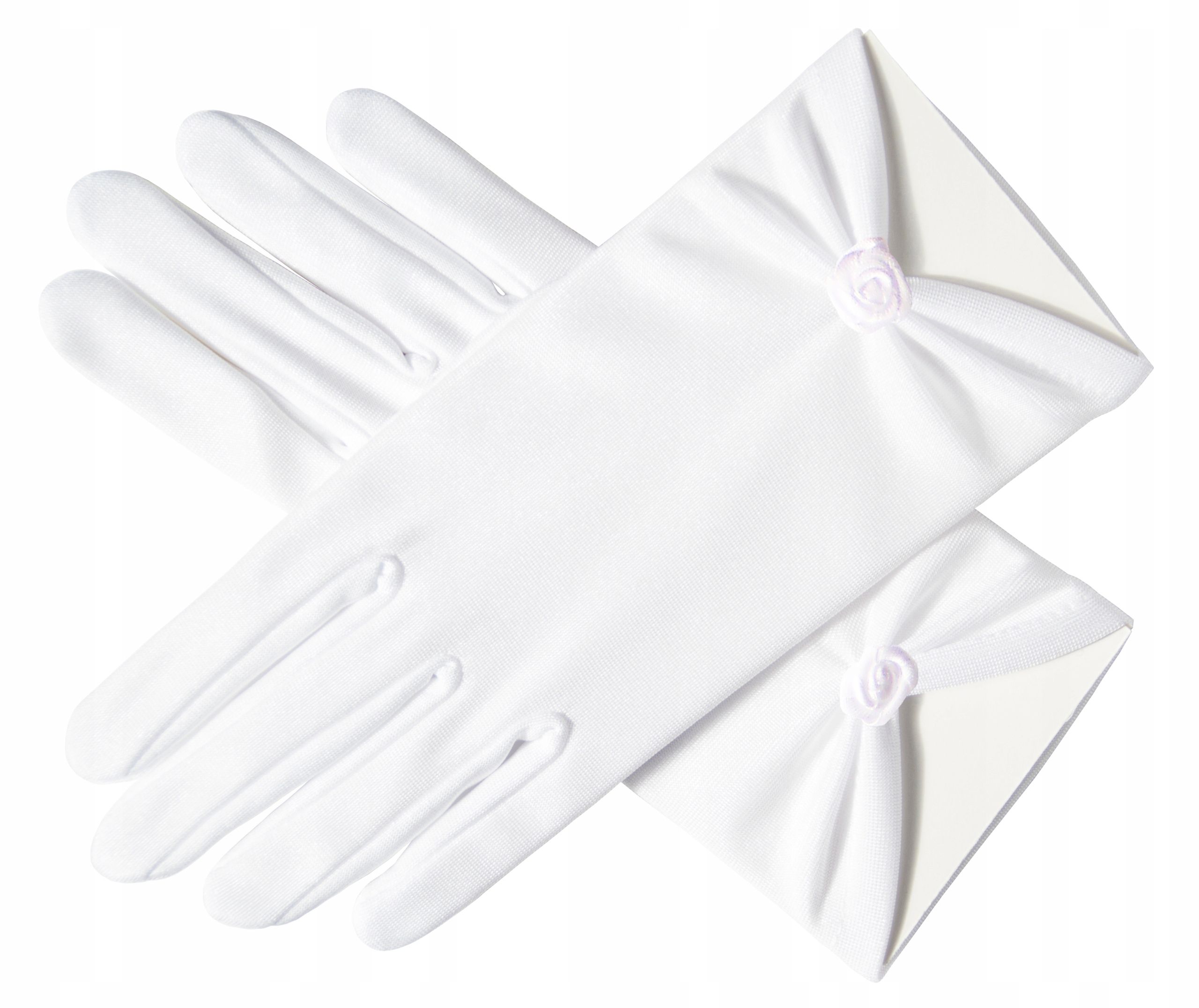 

Białe Rękawiczki Komunijne zdobione koronka haft