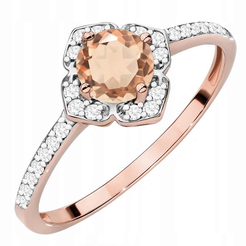 Zlatý Prstýnek pr. 585 14k s brilianty a Morganitem 0,50ct